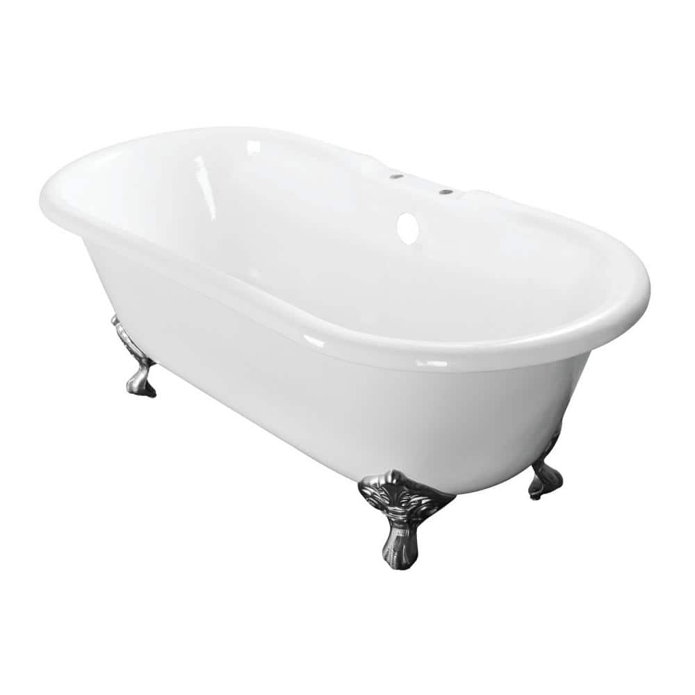Aqua Eden 60 in. Cast Iron Double Ended Clawfoot Bathtub in White with