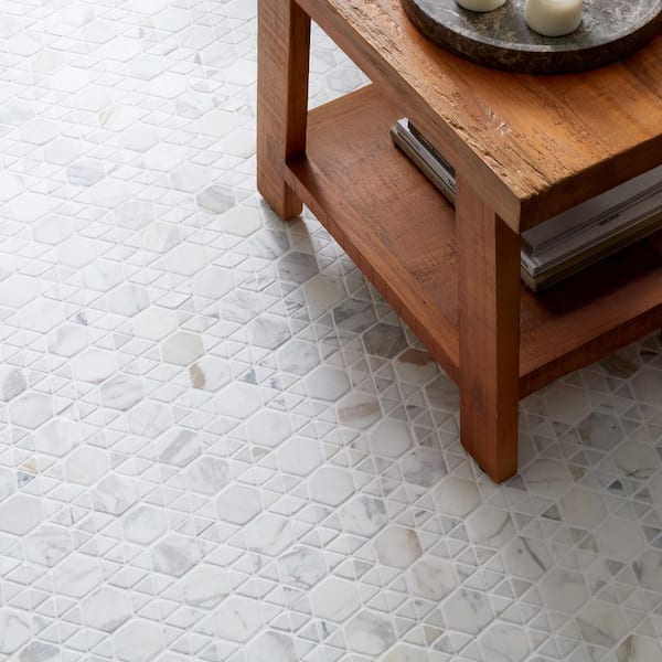Koror Calacatta 11.73 in. x 12 in. Matte Marble Floor and Wall Mosaic Tile (0.97 sq. ft./Sheet)