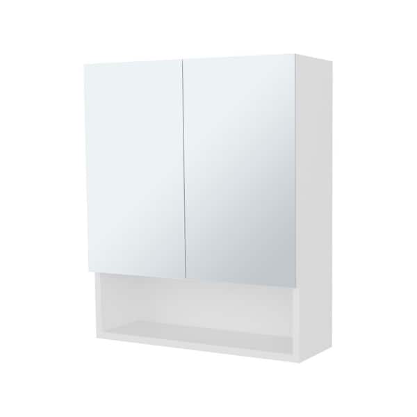 Avex White 19.7 in. W x 23.3 in. H Rectangular Particle Board Medicine Cabinet with Mirror