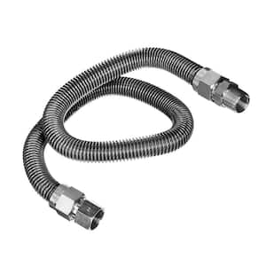 1/2 in. OD x 3/8 in. ID x 5 ft. Stainless Steel Flexible Gas Connector for Dryer/Water Heater, 3/8 in. FIP x MIP Fitting