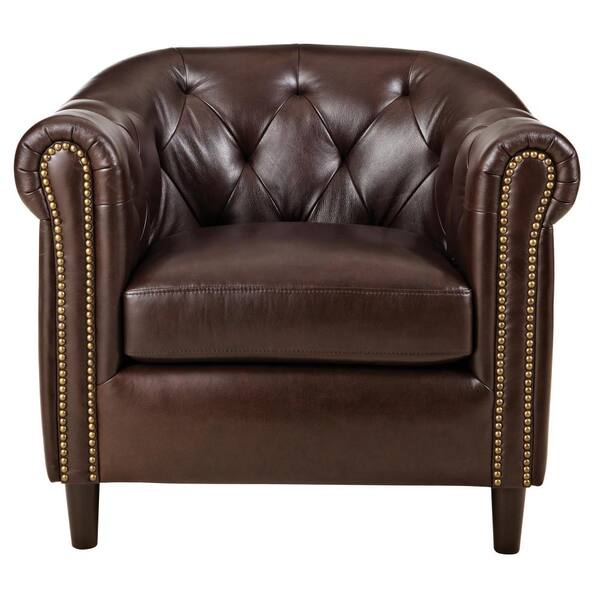 Home Decorators Collection Warin Chocolate Leather Club Chair 9948700120 The Depot Home Decorators Collection Warin, Chocolate Brown Leather Armchair