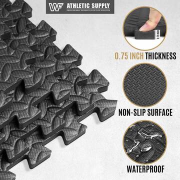 24 in. W x 24 in. L x 3/4 in. T Extra Thick Interlocking Puzzle Exercise Mat for Home and Gym Equipment (72 sq. ft.)