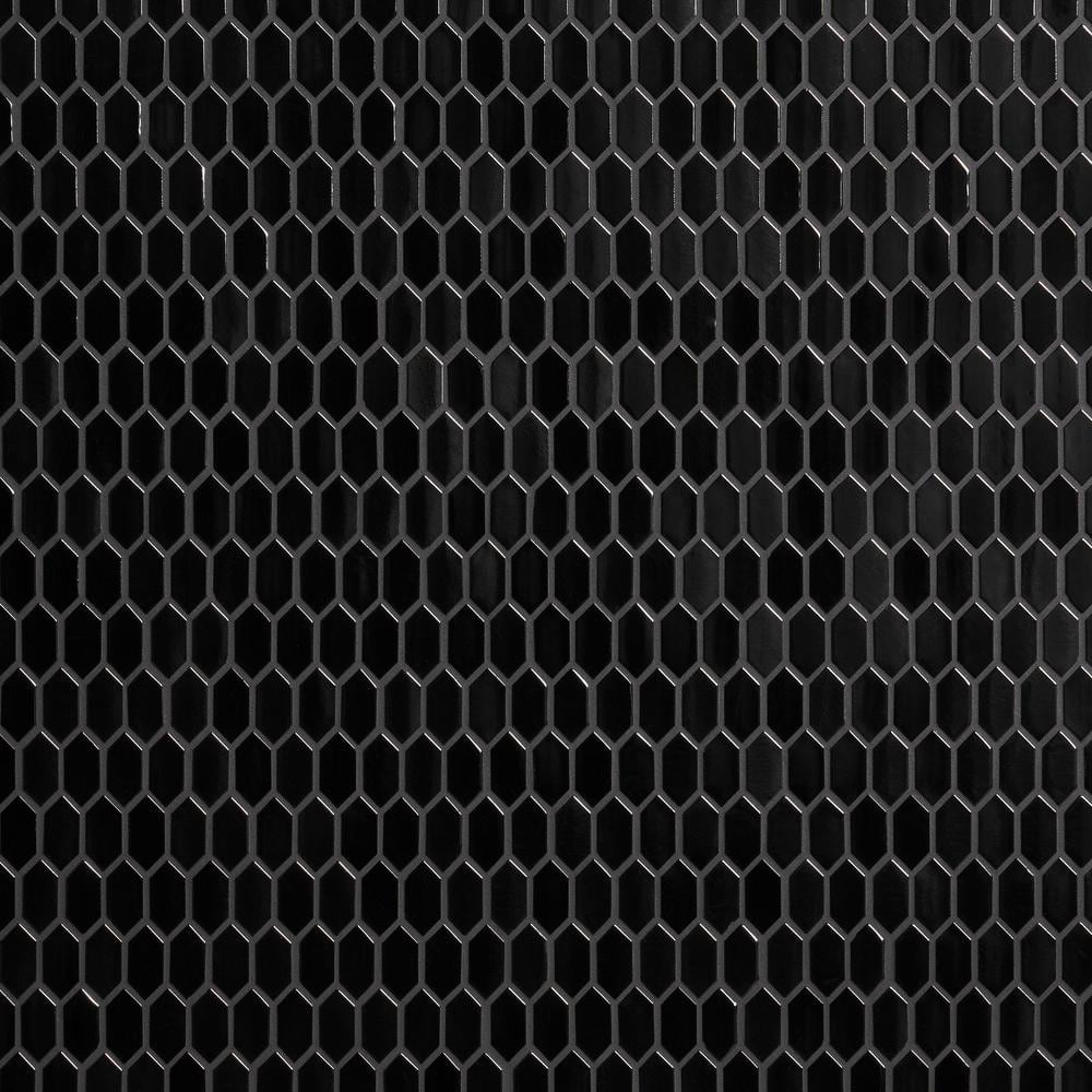 Glimmer Iridescent Black 4 in. x 0.16 in. Polished Glass Wall Mosaic Tile Sample price history on PriceWatchPro