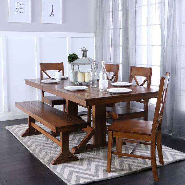 Walker Edison Furniture Company Millwright 6-Piece Antique Brown Dining Set