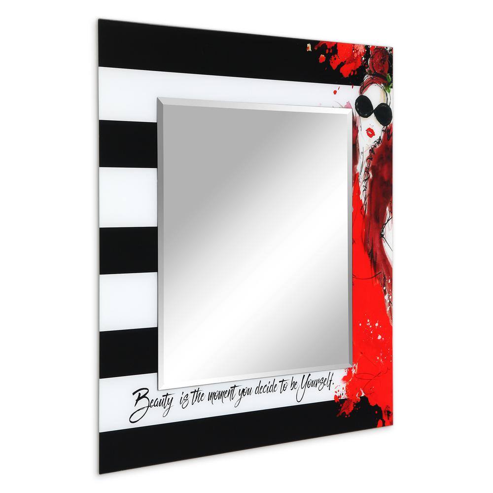 Elegant 36" Square Frameless Beveled Mirror with Fashion Art Glass