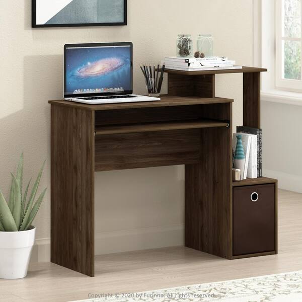 14 in. Rectangular Columbia Walnut/Dark Brown Computer Desk with ...