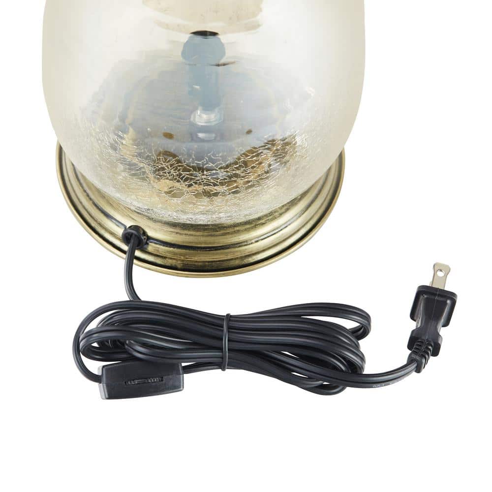 Bronze Stacked Base Table Lamp with Smokey Taupe Glass Shade