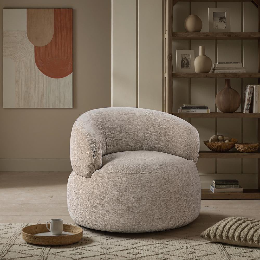 Lazzara Finnegan Light Brown Chenille Swivel Chair 1241LBR-1 - The