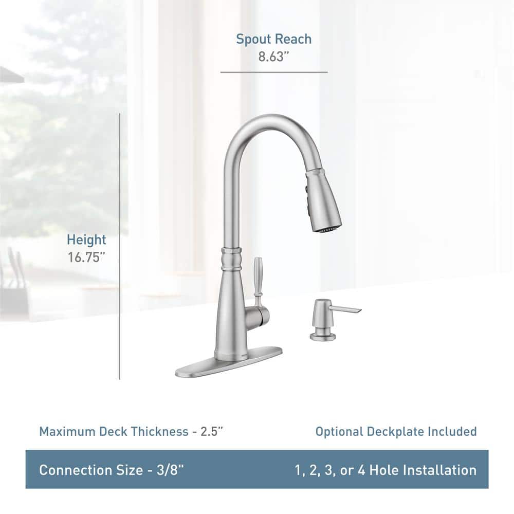 Boman Stainless Steel Pull-Down Kitchen Faucet with Soap Dispenser
