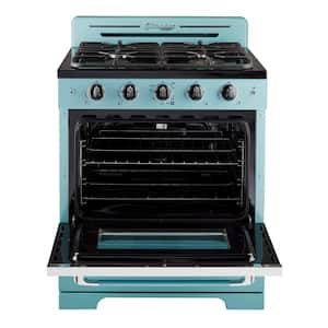 Classic Retro 30 in. 3.9 cu. ft. Retro Gas Range with Convection Oven in Ocean Mist Turquoise