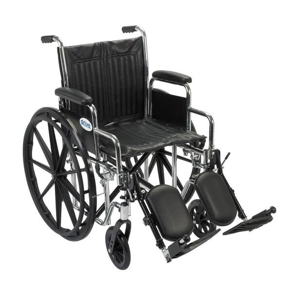 Drive Chrome Sport Wheelchair with Detachable Desk Arms and Elevating Leg Rests