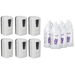 40 oz. Wall Mount Automatic Commercial Hand Sanitizer Dispenser with 1 Gal. Lavender Gel Sanitizer Case of 4 (6-Pack)