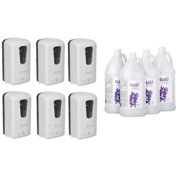 Alpine Industries 40 oz. Wall Mount Automatic Commercial Hand Sanitizer Dispenser with 1 Gal. Lavender Gel Sanitizer Case of 4 (6-Pack)