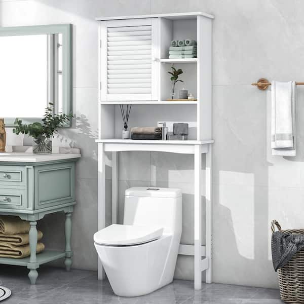 Unbranded 27.6 in. W x 7.7 in. D x 63.8 in. H White Linen Cabinet, Home Over-The-Toilet Shelf, Bathroom Storage Space Saver