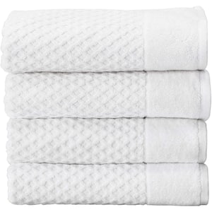 The Clean Store 6 Piece White Cotton Diamond Bath Towel Set (2 Bath Towels, 2 Hand Towels and 2 Washcloths)