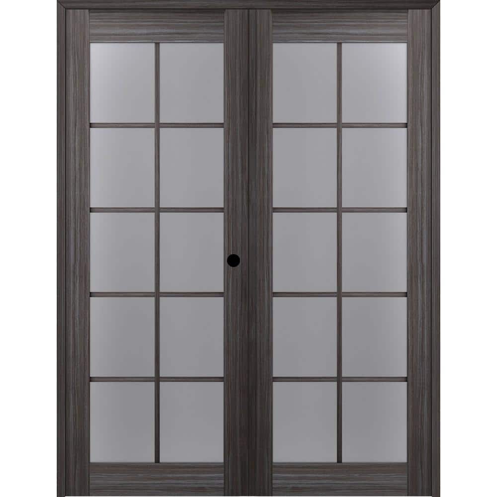 Paola 72 in.x 96 in. Left Hand Active 10-Lite Frosted Glass Gray Oak Finished Wood Composite Double Prehung French Door price history on PriceWatchPro