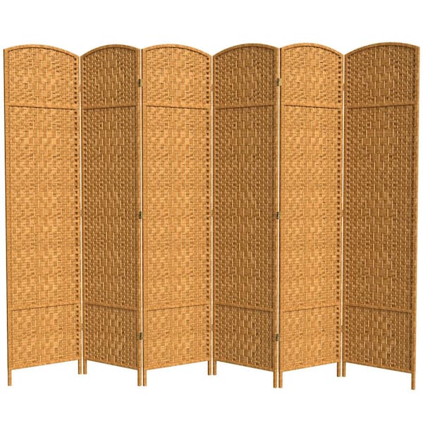 Oriental Furniture 7 ft. Light Beige 6-Panel Room Divider