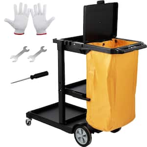 200 lbs. Janitorial Trolley Cleaning Cart with PVC Bag and Cover Commercial Janitorial Platform Cleaning Cart