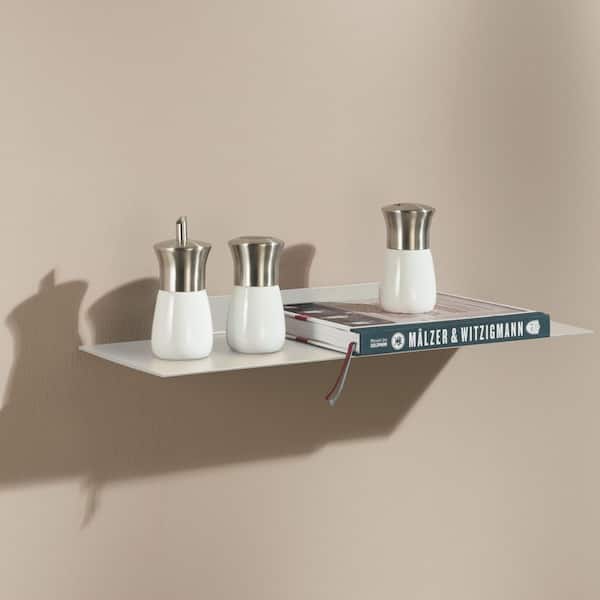KATANA 23.6 in. x 7.9 in. x 1.8 in. White Metal Decorative Wall Shelf with Brackets