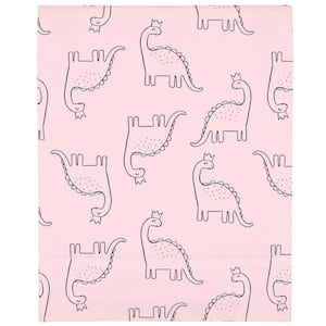 Pink Dinosaur Princess Super Soft Fitted Polyester Crib Sheet