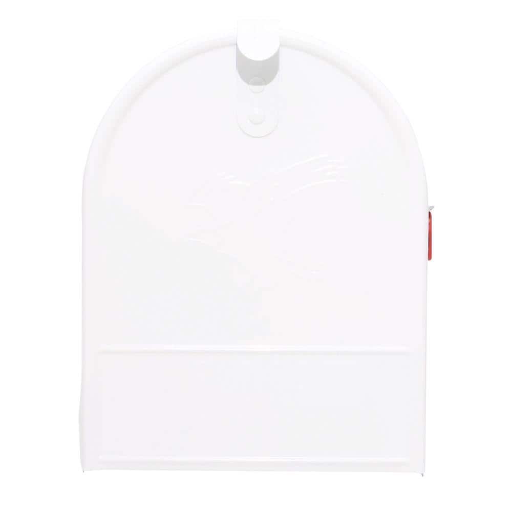 Elite Large White Steel Post Mount Mailbox