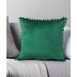Pom Pom Emerald Green 18 in. x 18 in. Throw Pillow