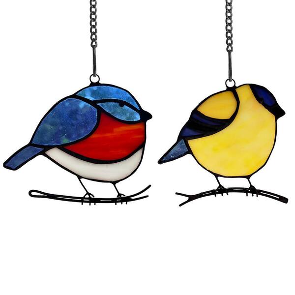 River of Goods Multi Stained Glass Birds on a Wire Window Panel 10279 - The  Home Depot