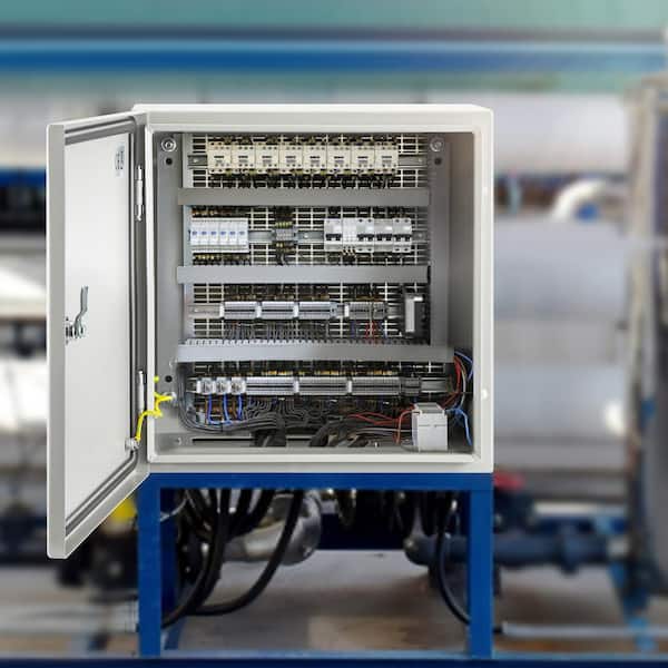 Electrical Enclosure NEMA 4X 16 in. x 16 in. x 8 in. Carbon Steel Waterproof Junction Box for Outdoor Indoor Use, Gray