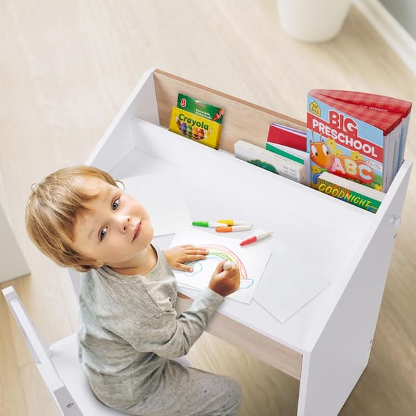 Lil' Jumbl 2-Piece White Rectangular Wood Top Kid's Desk