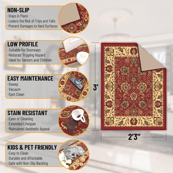 Ottomanson Ottohome Collection Non-Slip Rubberback Oriental