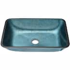 Puluomis Boat Shape Blue Glass Vessel Sink with Faucet in Black ...