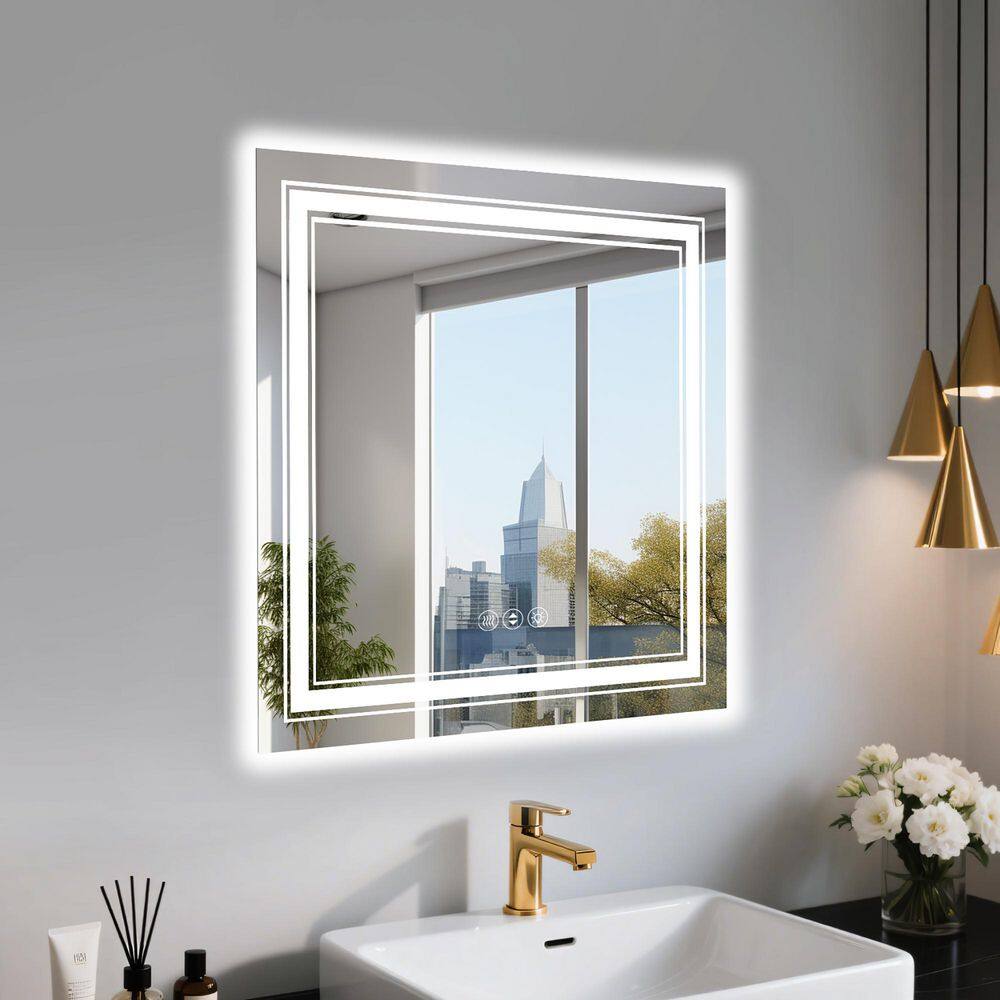 36 in. W x 36 in. H Square Frameless LED Wall Bathroom Vanity Mirror with 3 Color Modes in White price history on PriceWatchPro