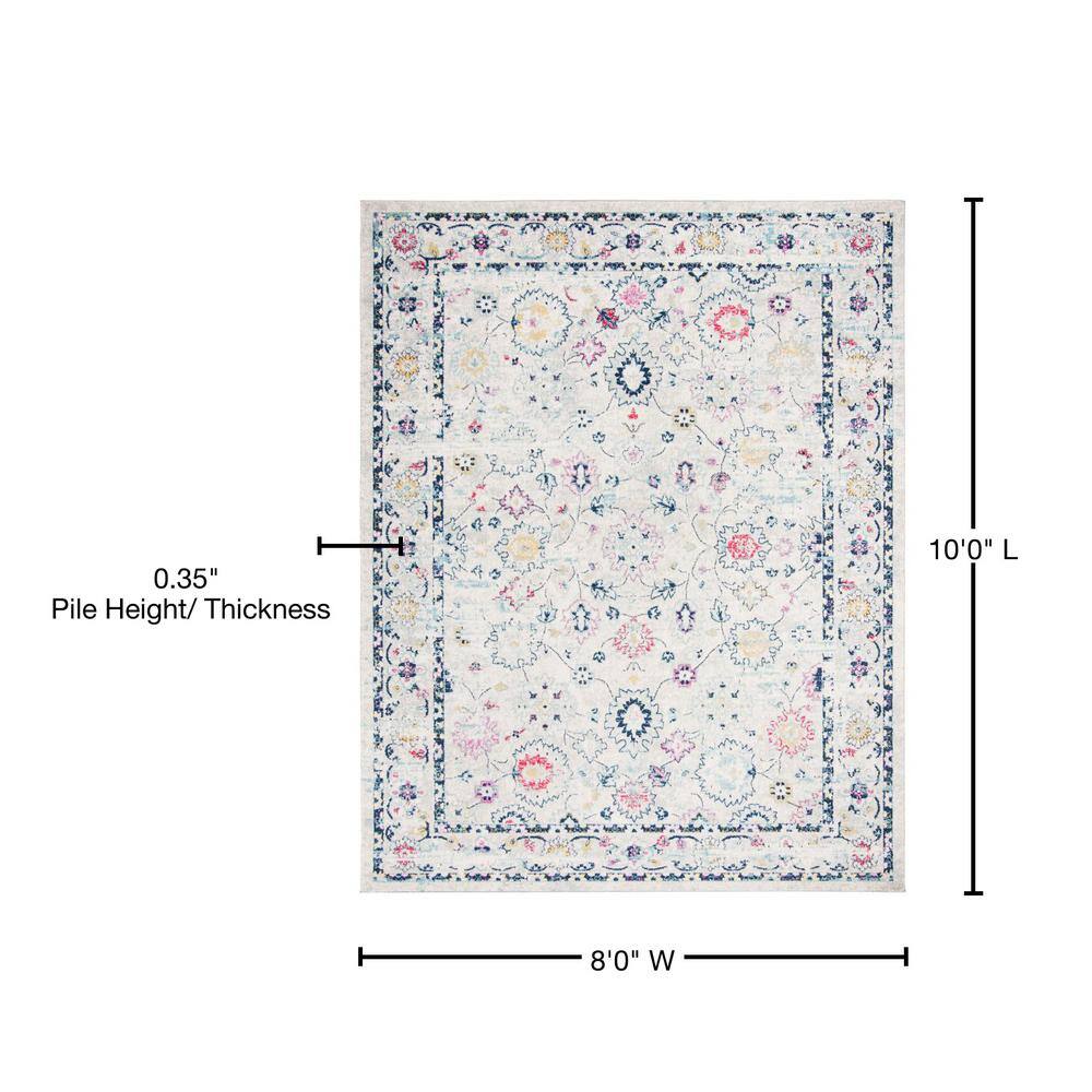 Light Grey and Fuchsia 8' x 10' Hand-knotted Synthetic Rug