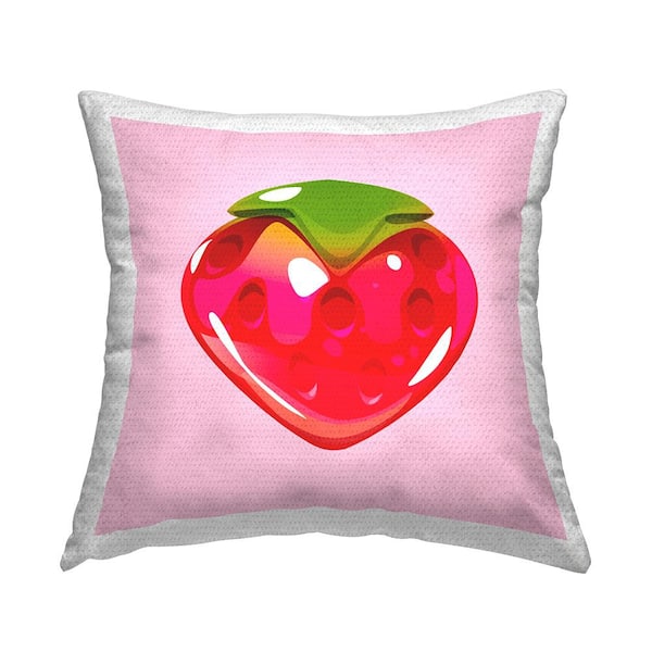Stupell Industries Strawberry Candy Shape Red Square Outdoor Throw Pillow