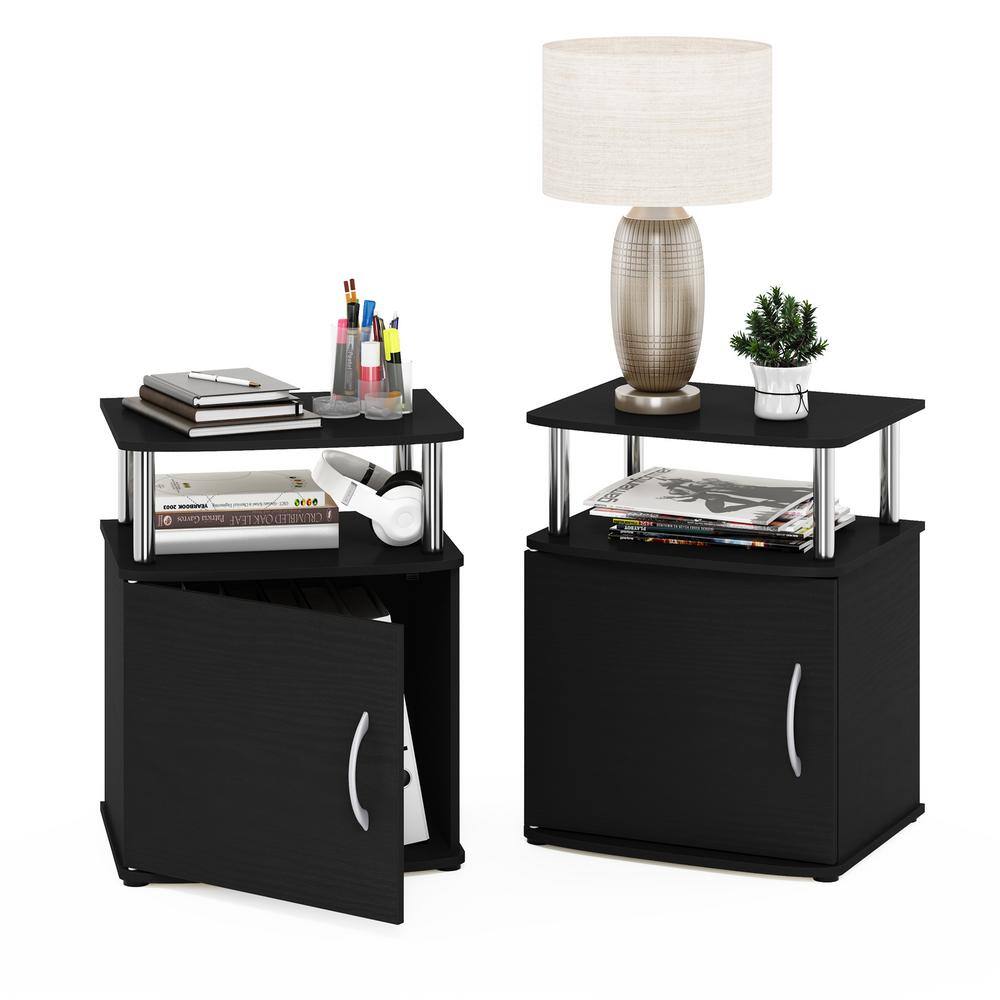 Americano Wood and Chrome End Table with Storage