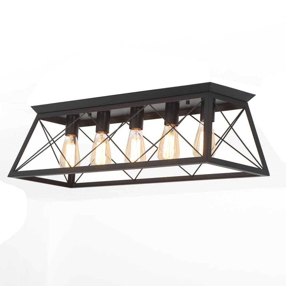 Reviews for UMEILUCE 31.5 in. 5-Lights Black Farmhouse Rectangle