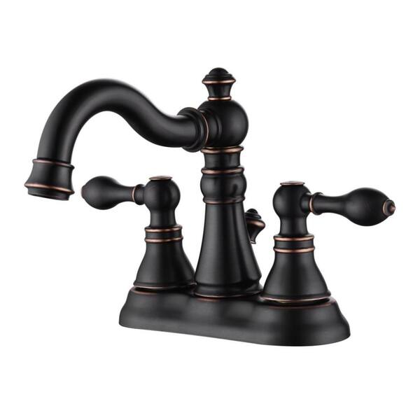 Ultra Faucets Signature 4 in. Centerset 2-Handle Bathroom Faucet with Drain Assembly, Swivel Spout, 2.2 GPM in Oil Rubbed Bronze