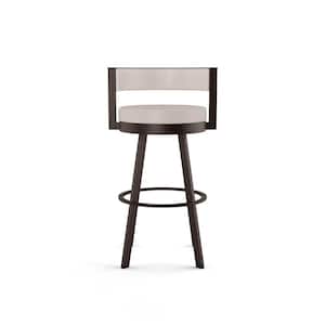 Browser 26 in. Cream Faux Leather / Dark Brown Metal Swivel Counter Stool