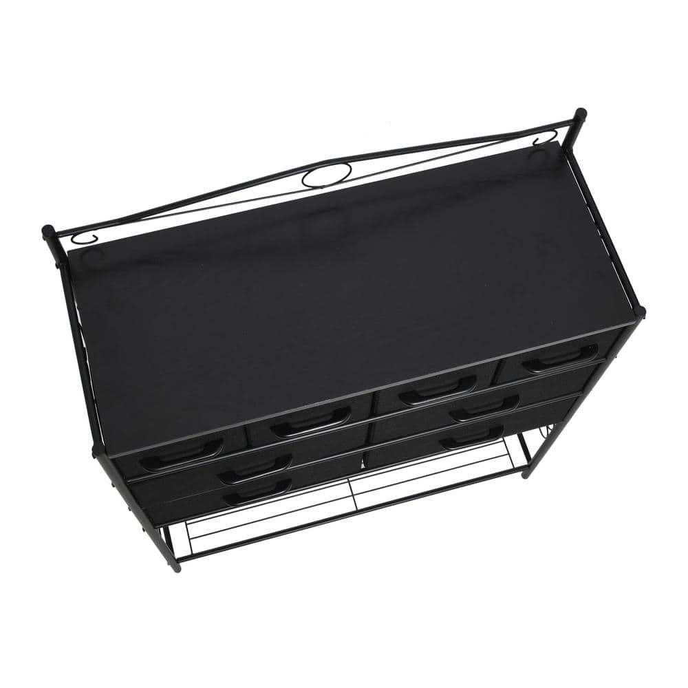 Black Oak Coastal Vertical Dresser with Metal Frame