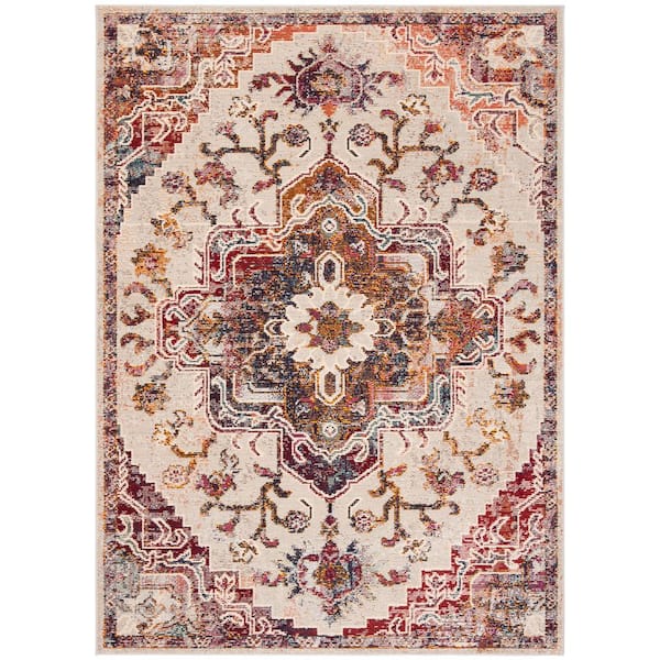 SAFAVIEH Crystal Light Blue/Burgundy 4 ft. x 6 ft. Border Area Rug