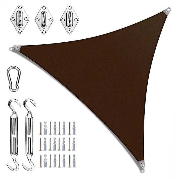 Super Ring 32 ft. x 32 ft. x32 ft. Triangle Sun Shade Sail with Hardware Kit-Black