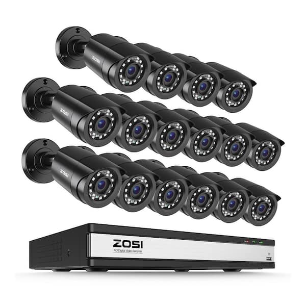 16-Channel 3K-Lite DVR Security Camera System with 16 Wired Day/Night 1080P Full HD Outdoor Bullet Cameras