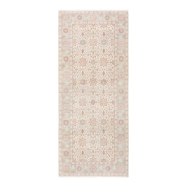 Solo Rugs Eclectic One-of-a-Kind Contemporary Ivory 4 ft. 1 in. x 9 ft. 9 in. Floral Area Rug