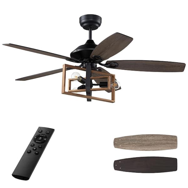 CARRO Keller 52 in. LED Indoor Black DC Motor Ceiling Fan with Light Kit and Remote Control Included
