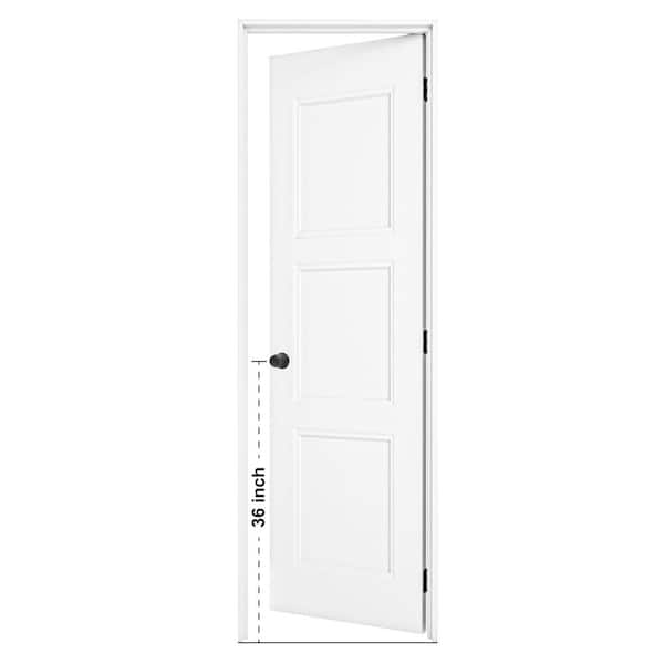 24 in. x 80 in. 3-Panel Right-Handed Painted Solid Core Wood Single Prehung Interior Door with Split Jamb and Lever
