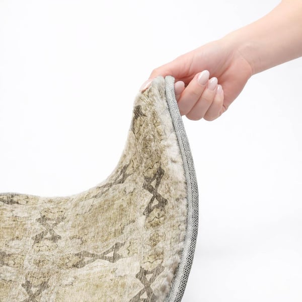 Dream Shag Premium Machine Washable Abstract ADS564 Beige 8 ft. x 10 ft. Area Rug