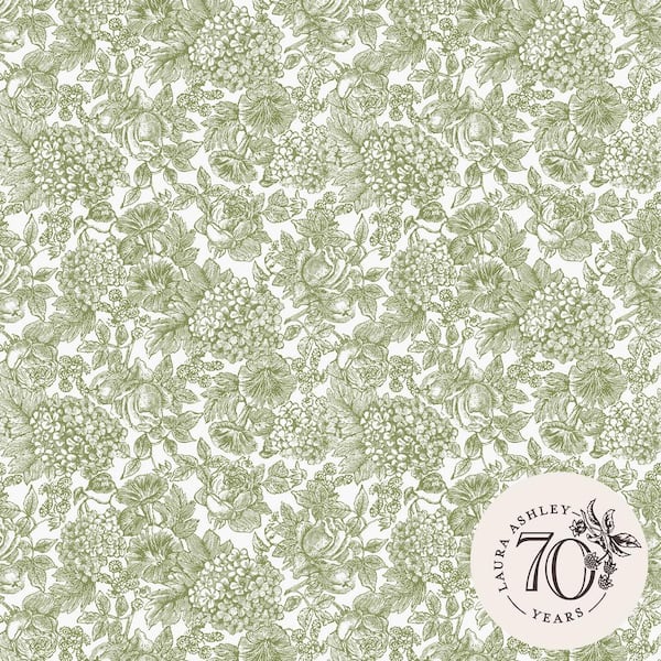 Laura Ashley Louise Moss Green Non-Woven Paper Removable Wallpaper