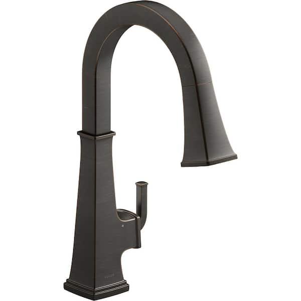 KOHLER Riff Single-Handle Voice Activated Pull Down Sprayer Kitchen Faucet in Oil-Rubbed Bronze