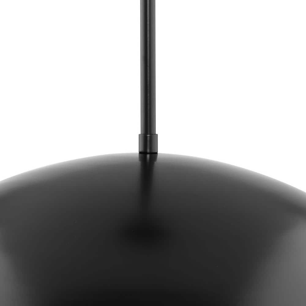 Matte Black and Nickel Glass Bowl Pendant Light