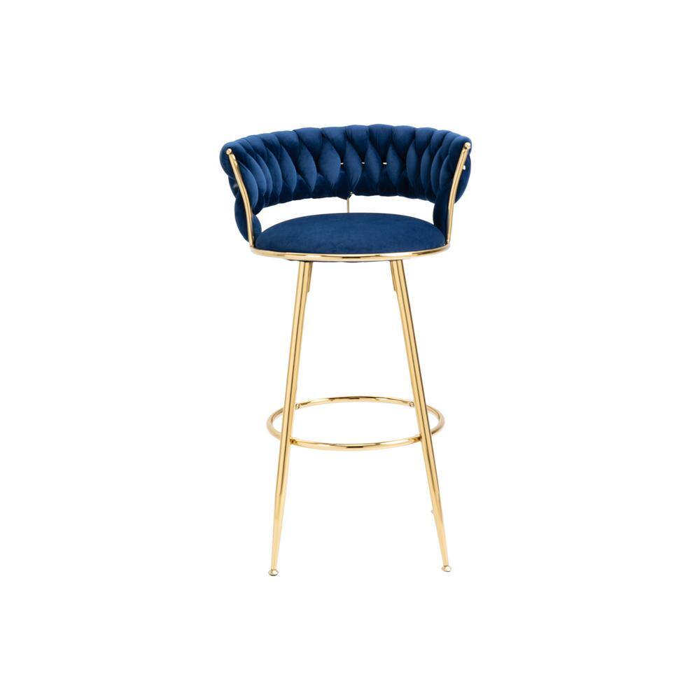 navy stool with metal legs